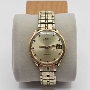 Vintage Mido Ocean Star Powerwind Watch Gold Electroplated 001.5 35mm Working
